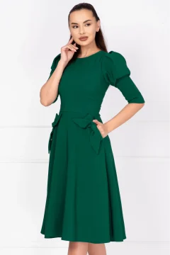 Rochie de zi in clos verde Helene cu fundite decorative