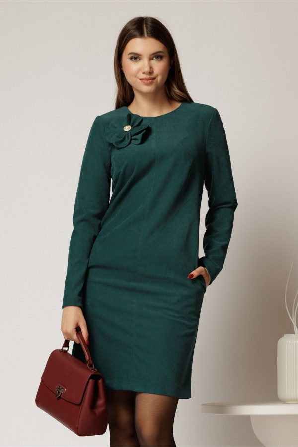 Rochie DY Fashion scurta din catifea reiata verde Rochie DY Fashion scurta din catifea reiata verde