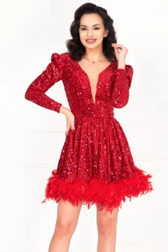 Rochie de ocazie rosie scurta Jessica in clos cu paiete