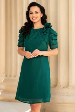 Rochie de ocazie lejera verde Medelina din voal texturat